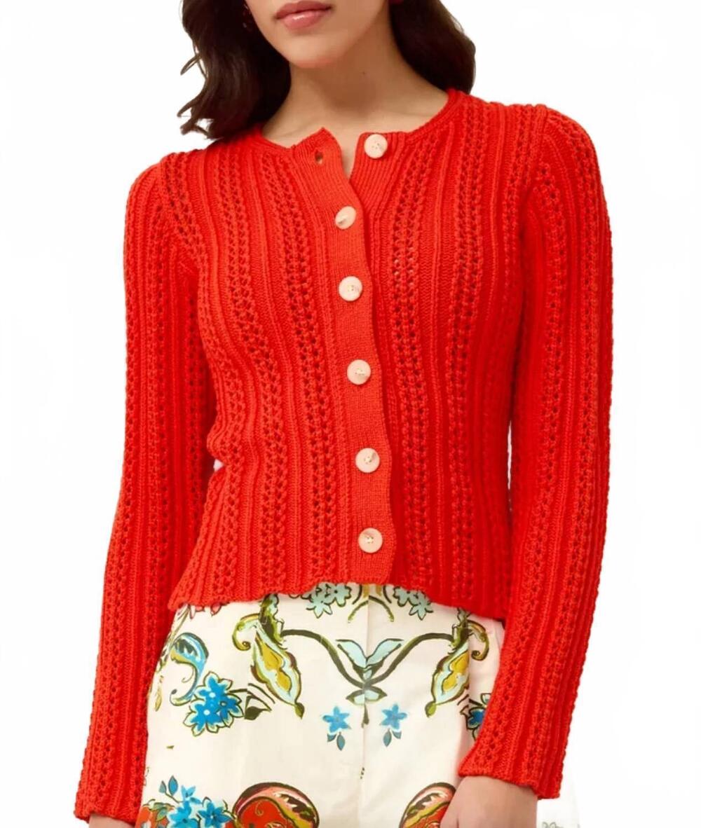 NEW MARIE OLIVER emory button front placket cardigan in grenadine